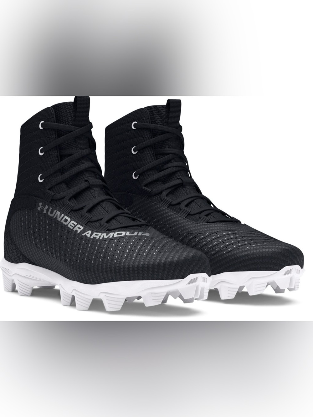 NWOB Under Armour Black Highlight Fran RM 2.0 Football Cleats - Size 7.5